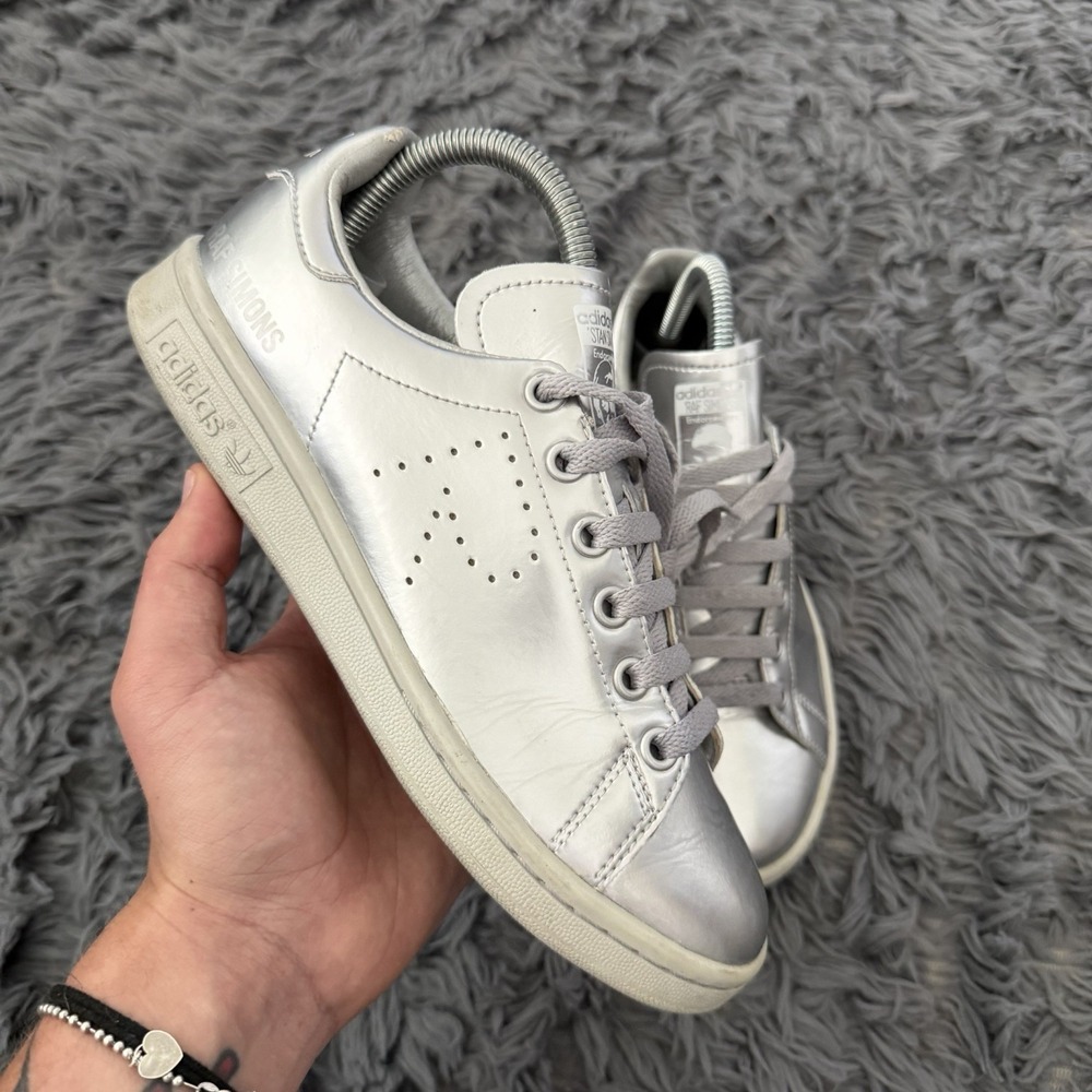 RAF Simon Adidas Stan Smith Silver Size 5 Men / 6.5w Used No Box
